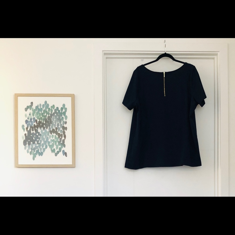 Lane Bryant Navy blouse with zipper detail